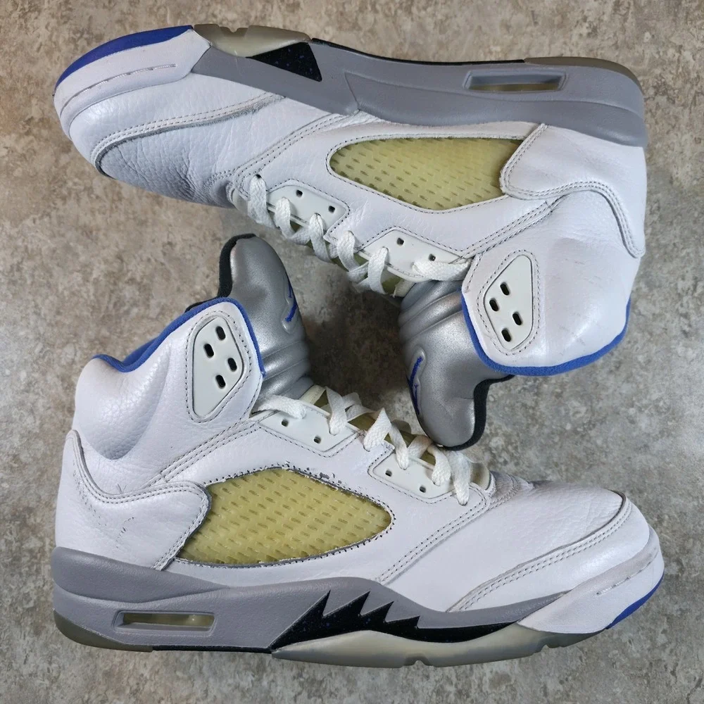 Air Jordan 5 Retro Size 12 Stealth White Hyper Royal DD0587-140 Sneakers Shoes